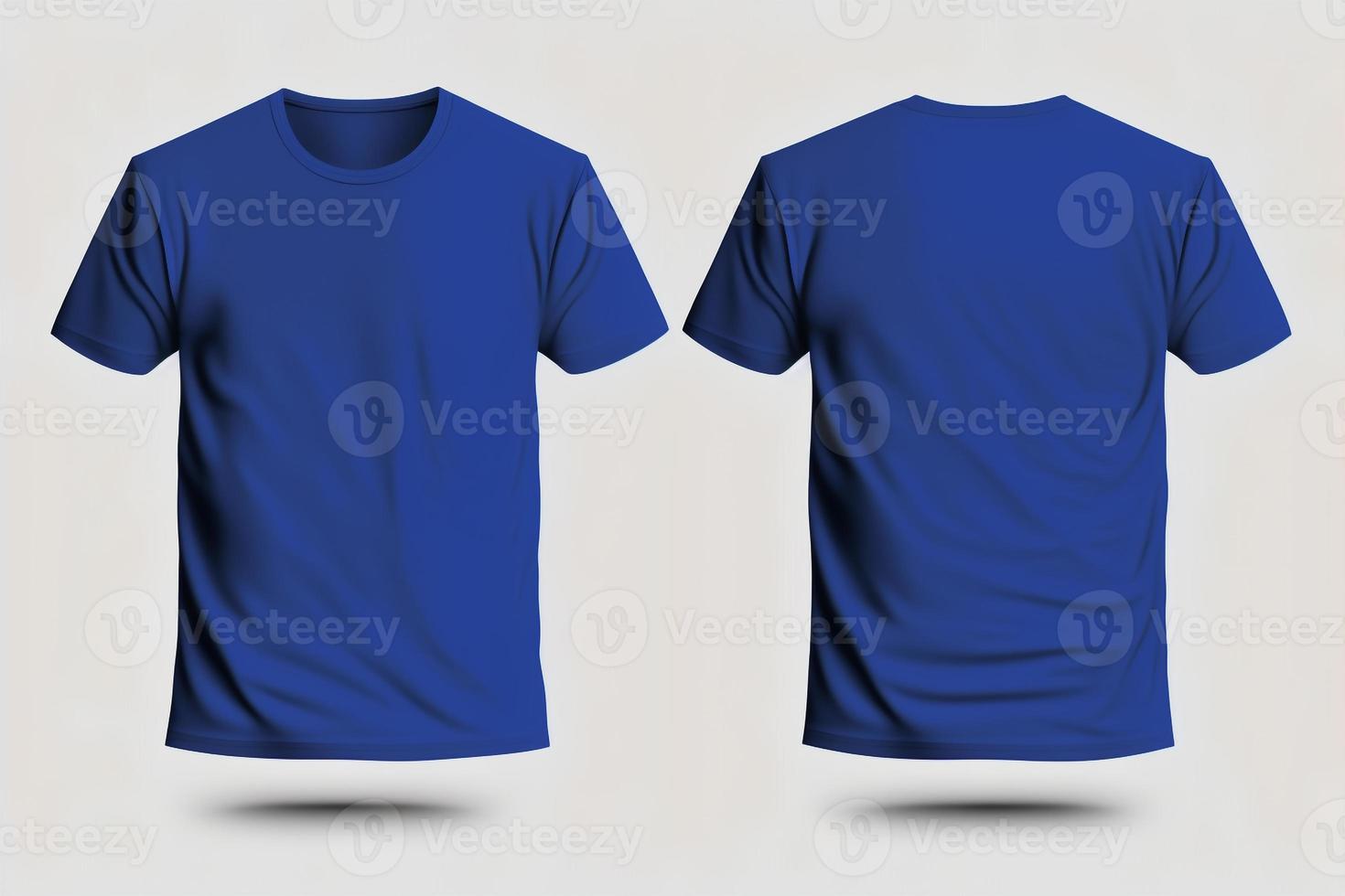 Mockup of a blank royal blue tshirt front and back isolated on white background. photo