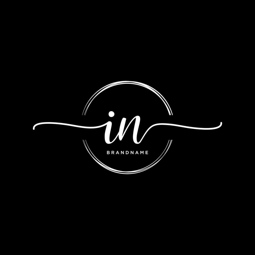 Initial IN feminine logo collections template. handwriting logo of initial signature, wedding, fashion, jewerly, boutique, floral and botanical with creative template for any company or business. vector