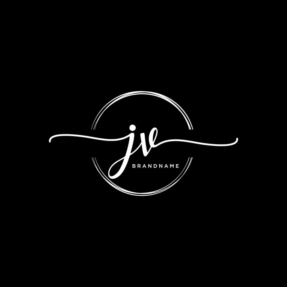 Initial JV feminine logo collections template. handwriting logo of initial signature, wedding, fashion, jewerly, boutique, floral and botanical with creative template for any company or business. vector