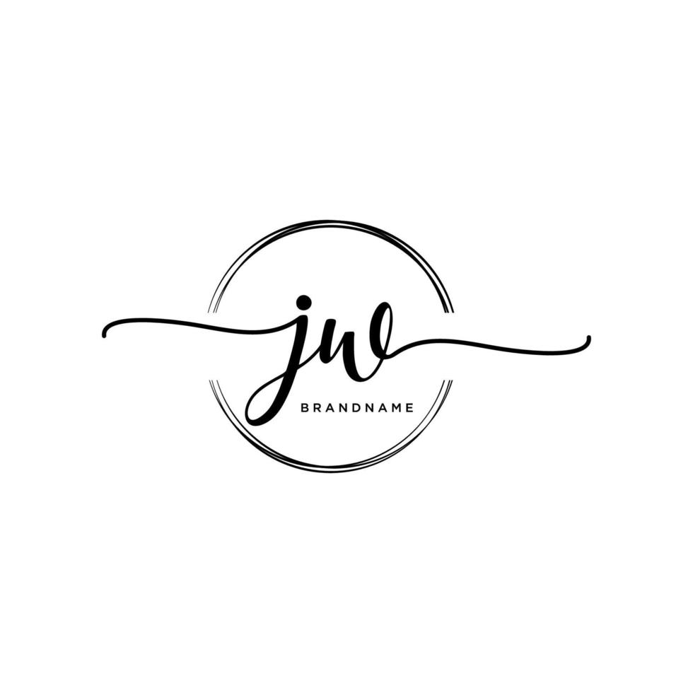 Initial JW feminine logo collections template. handwriting logo of initial signature, wedding, fashion, jewerly, boutique, floral and botanical with creative template for any company or business. vector