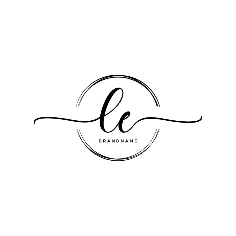 Initial LE feminine logo collections template. handwriting logo of initial signature, wedding, fashion, jewerly, boutique, floral and botanical with creative template for any company or business. vector