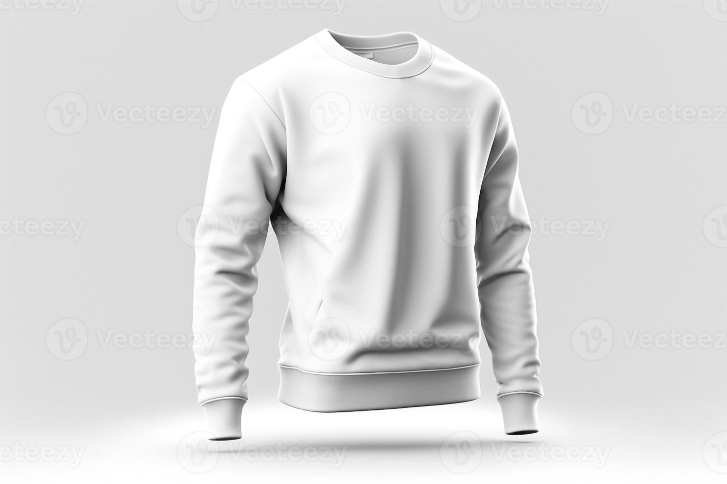 Bosquejo de un blanco real blanco camiseta con largo mangas aislado en blanco antecedentes. foto