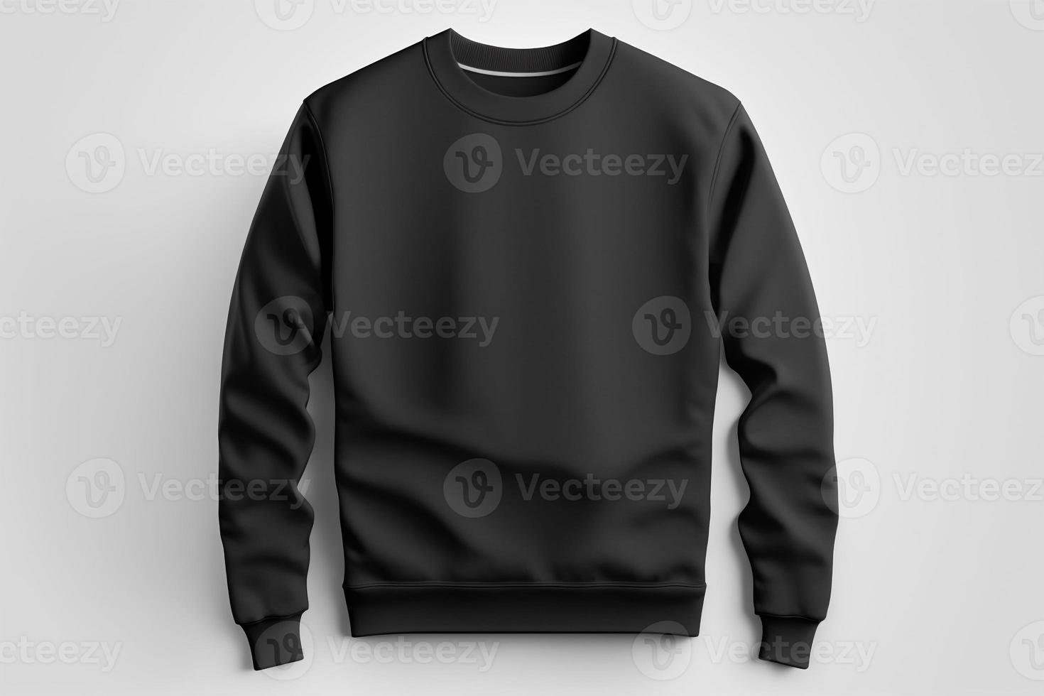 Mockup of a blank royal black tshirt with long sleeves isolated on white background. photo