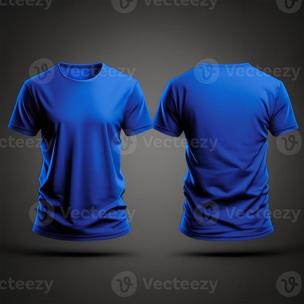 Mockup of a blank royal blue tshirt front and back isolated on white background. photo