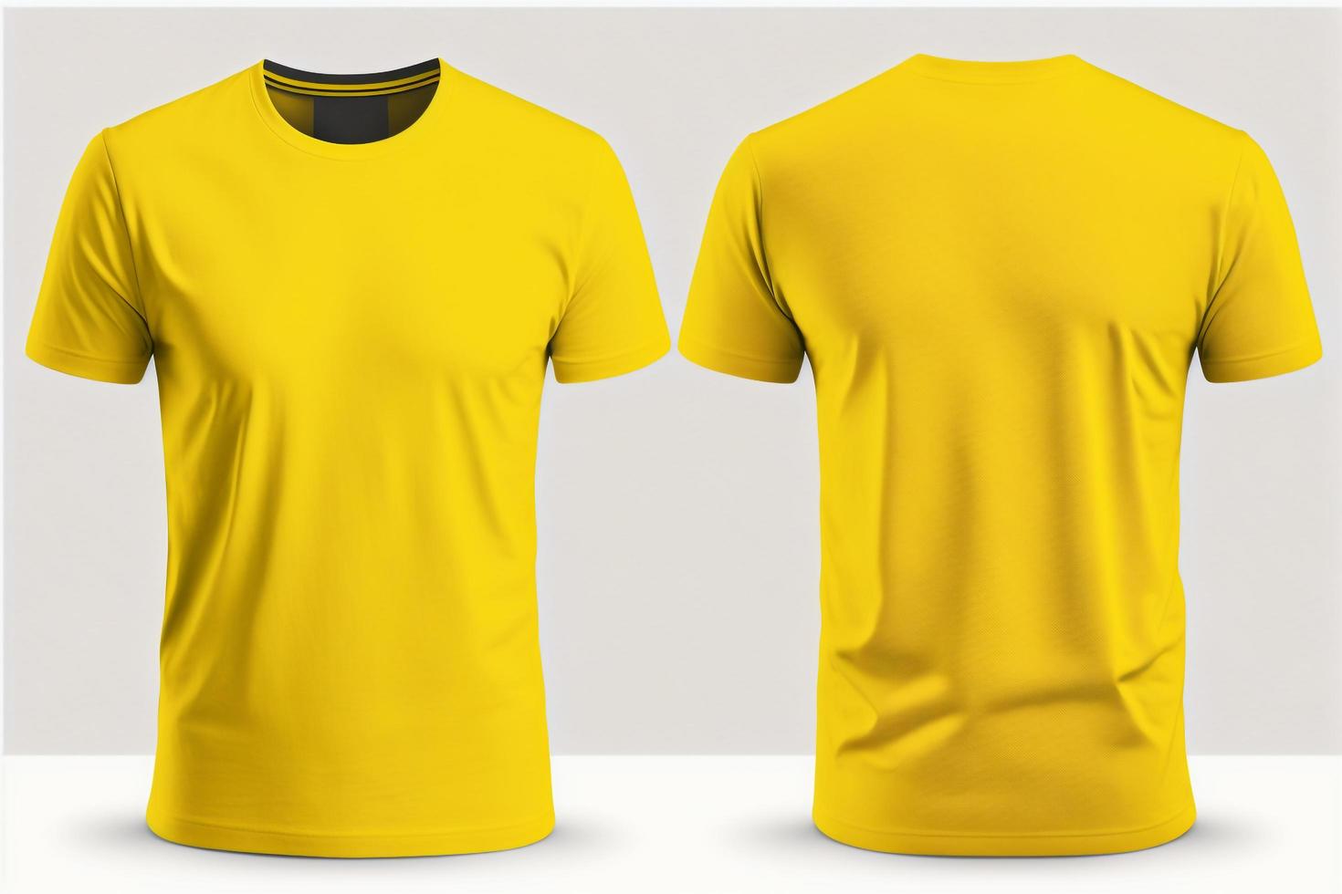 Mockup of a blank royal yellow tshirt front and back isolated on white background. photo