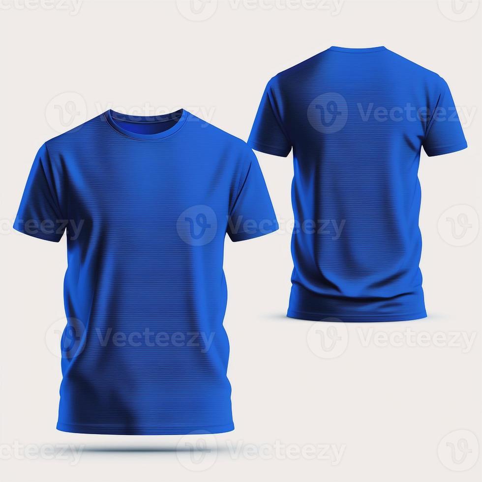 Mockup of a blank royal blue tshirt front and back isolated on white background. photo