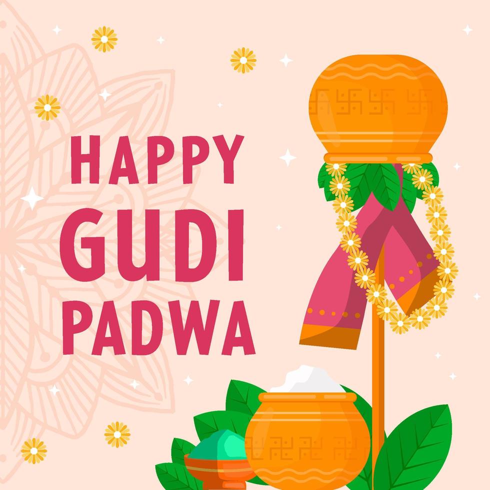 gudi padwa illustration in flat design style vector