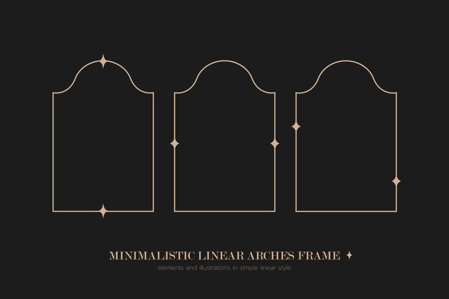 Minimalistic linear arches frame, elements and illustrations in simple linear style vector