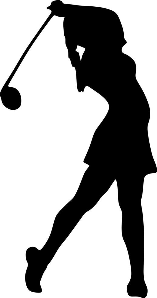 Professional golfer woman playing golf, silhouette,vector,illustration vector
