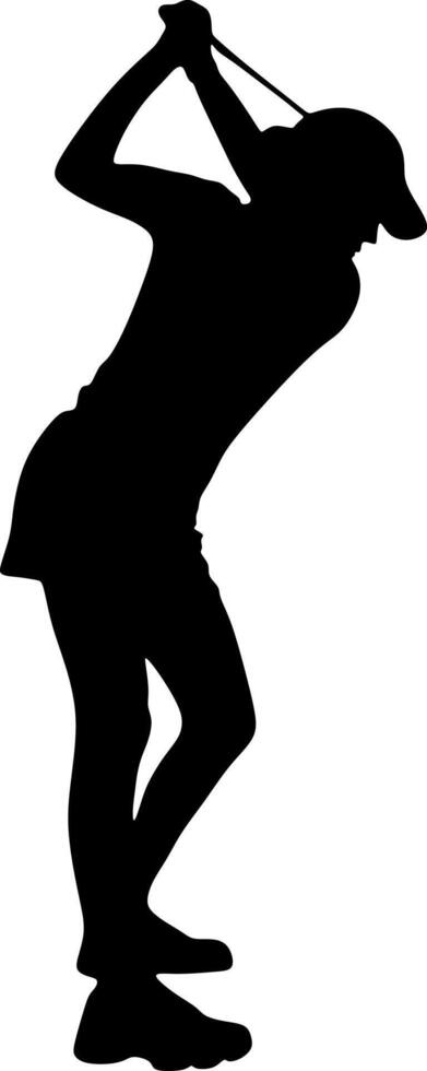 Professional golfer woman playing golf, silhouette,vector,illustration vector
