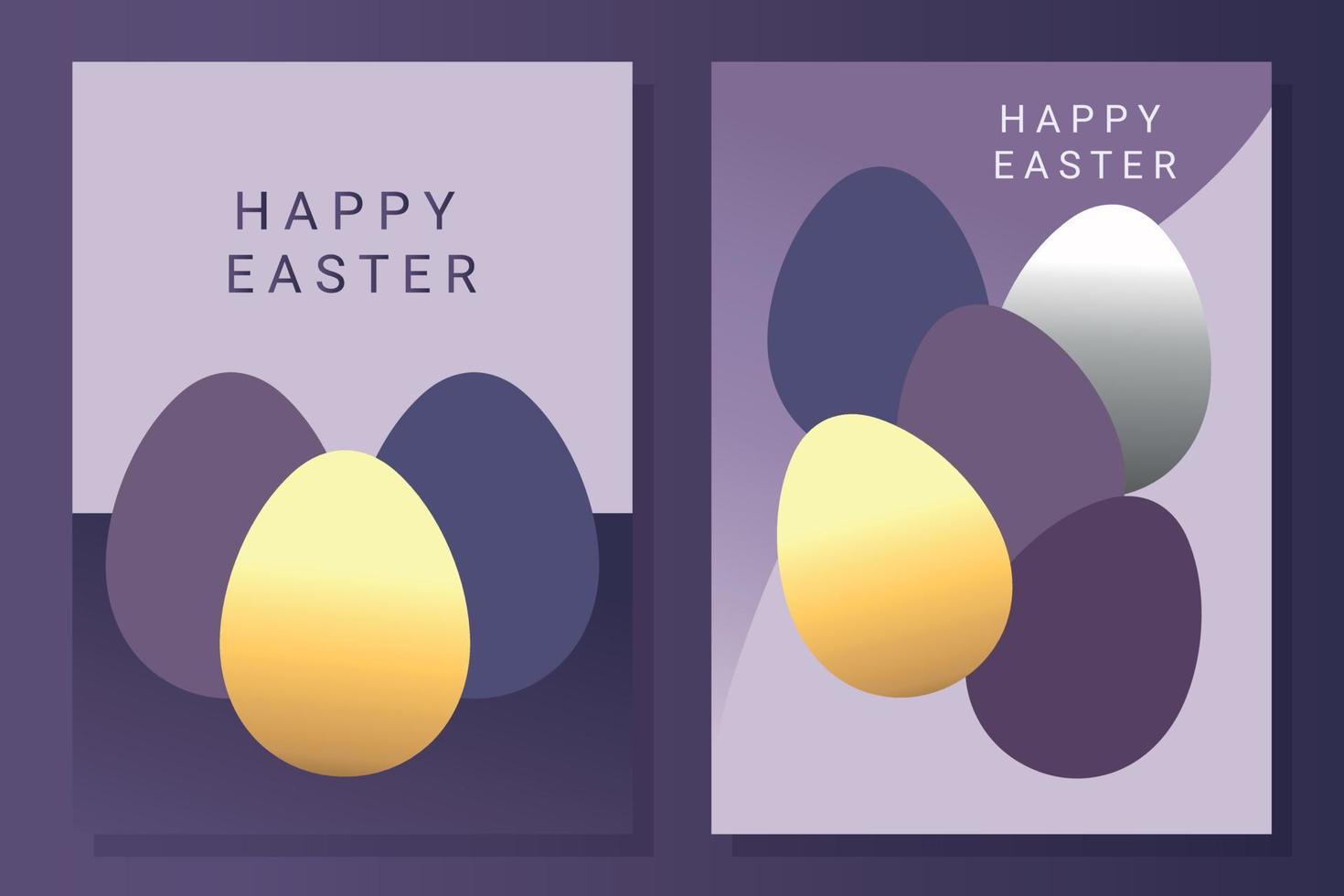 Colored Easter eggs on purple and lilac background vector