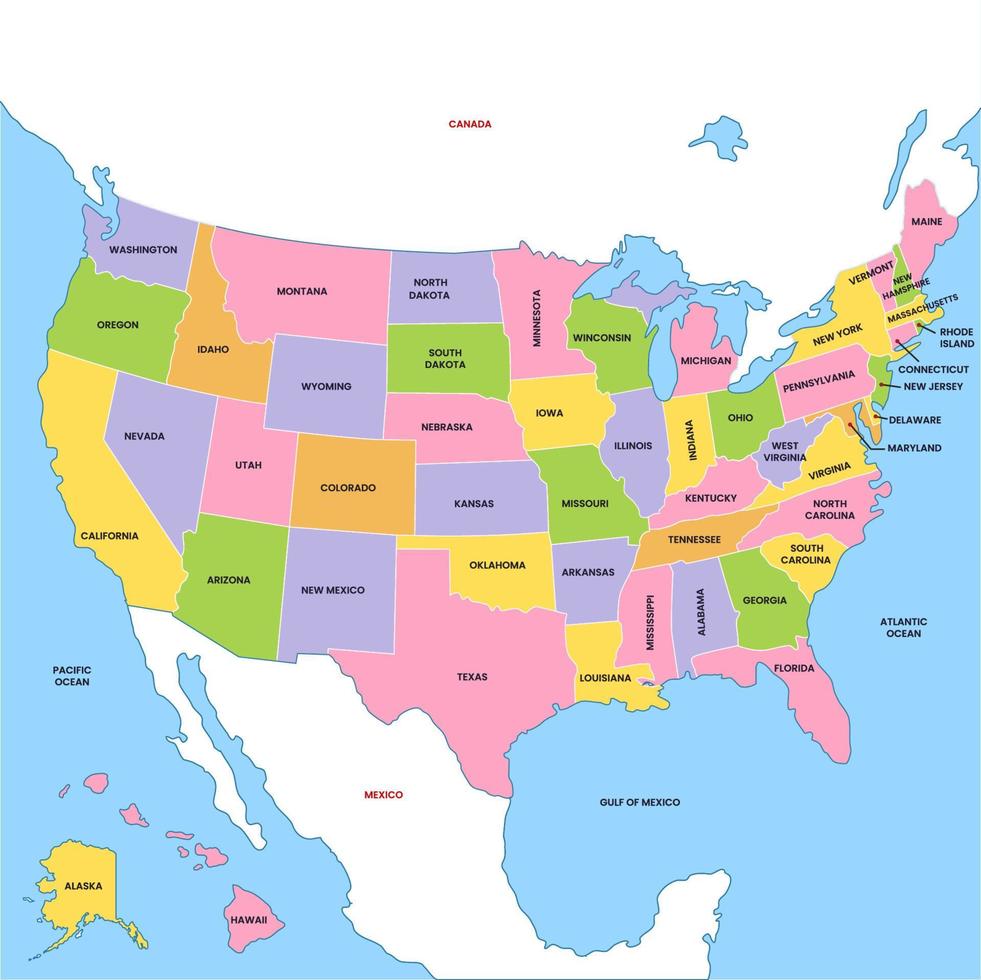 Detailed Country of USA Map vector