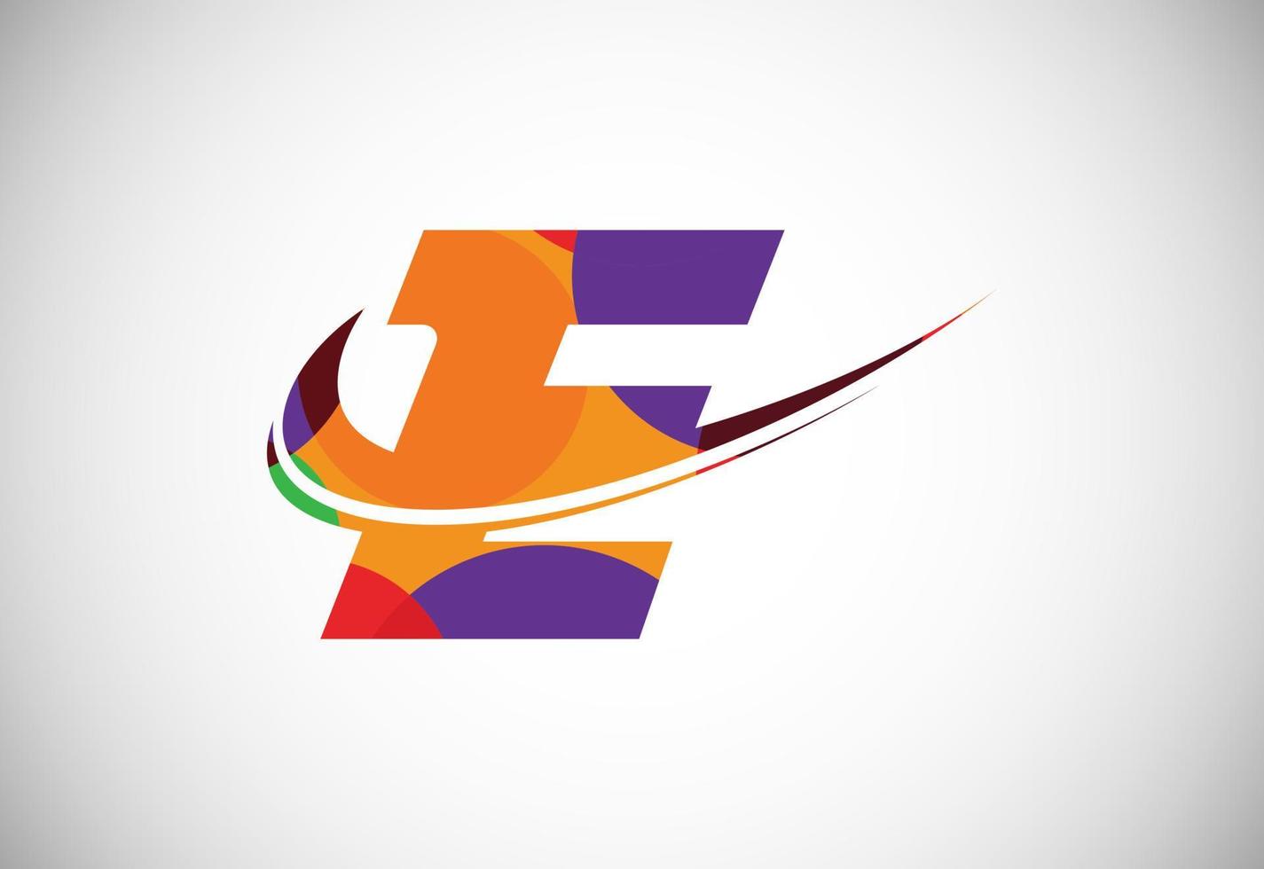 Polygonal low poly letter E with a swoosh logo. Modern vector logotype for business and company identity.