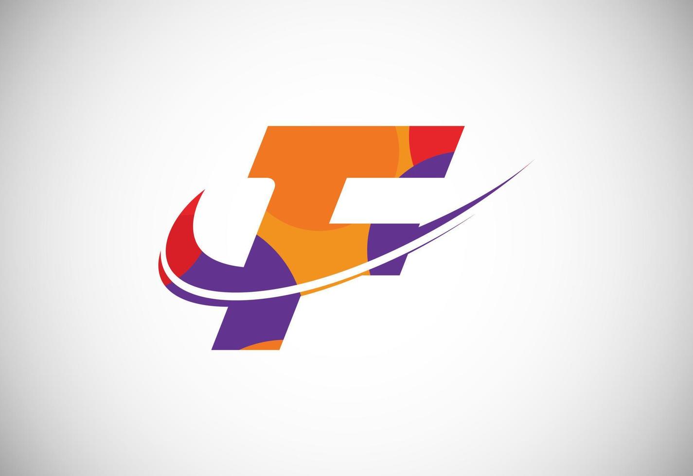 Polygonal low poly letter F with a swoosh logo. Modern vector logotype for business and company identity.