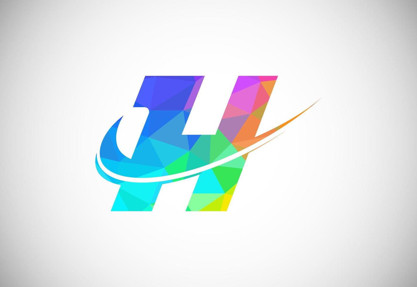 Polygonal low poly letter H with a swoosh logo. Modern vector logotype for business and company identity.