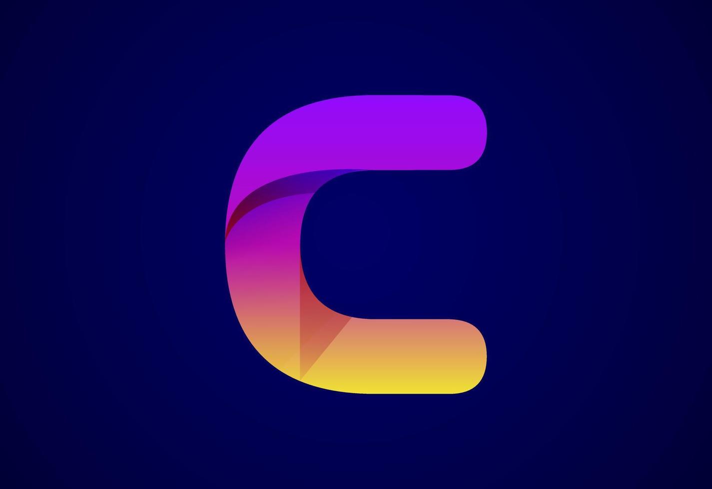 Abstract origami letter C logo design template. Flat style application icon. Vector illustration