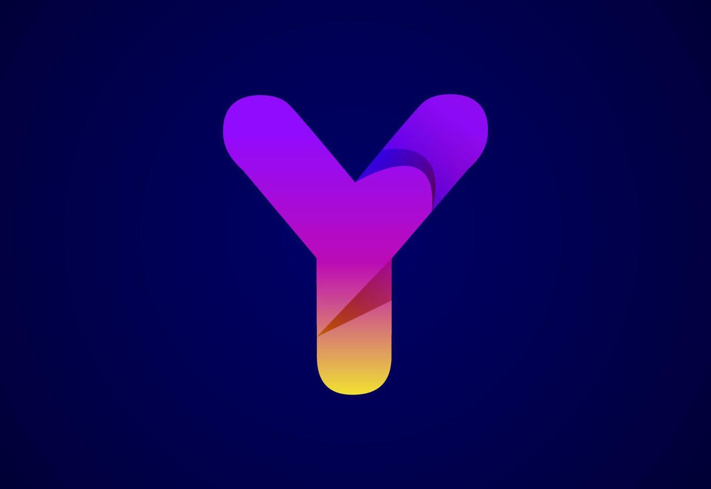 Abstract origami letter Y logo design template. Flat style application icon. Vector illustration
