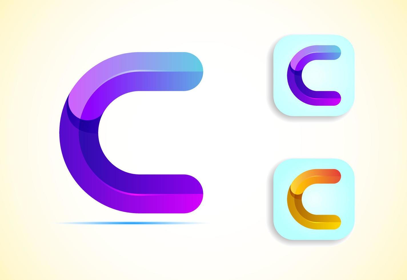 Abstract origami letter C logo design template. Flat style application icon. Vector illustration