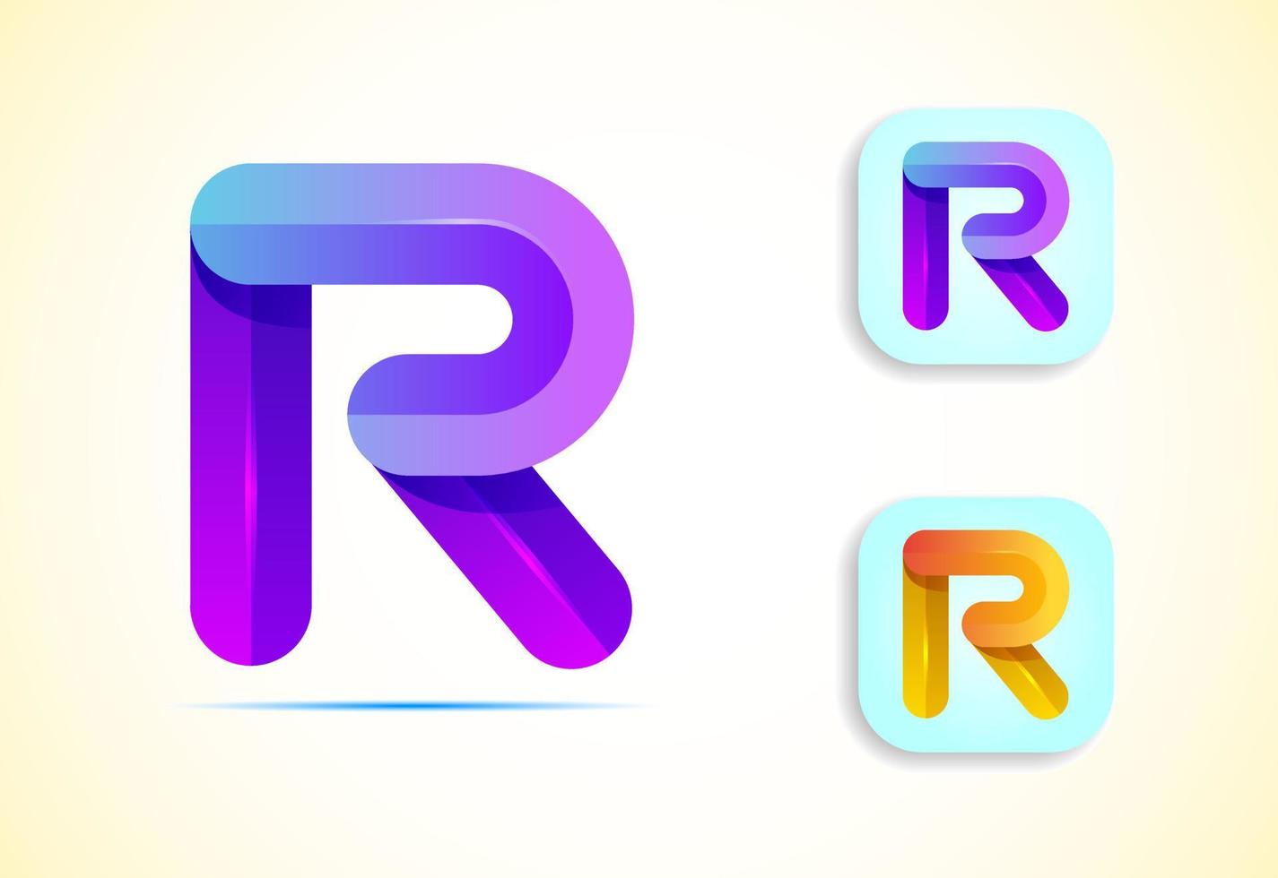 Abstract origami letter R logo design template. Flat style application icon. Vector illustration