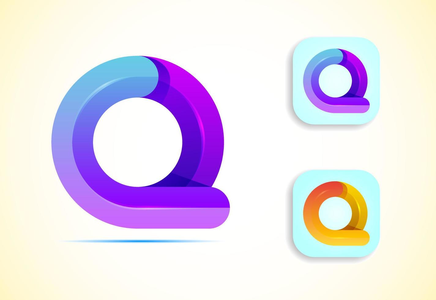 Abstract origami letter Q logo design template. Flat style application icon. Vector illustration