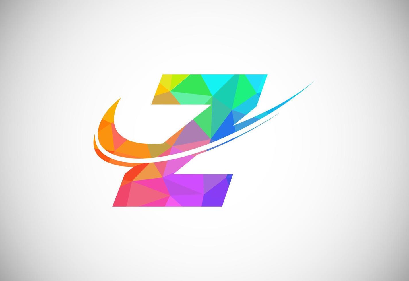 Polygonal low poly letter Z with a swoosh logo. Modern vector logotype for business and company identity.