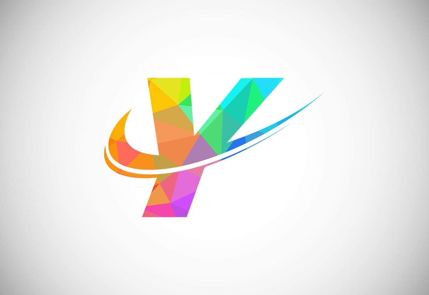 Polygonal low poly letter Y with a swoosh logo. Modern vector logotype for business and company identity.