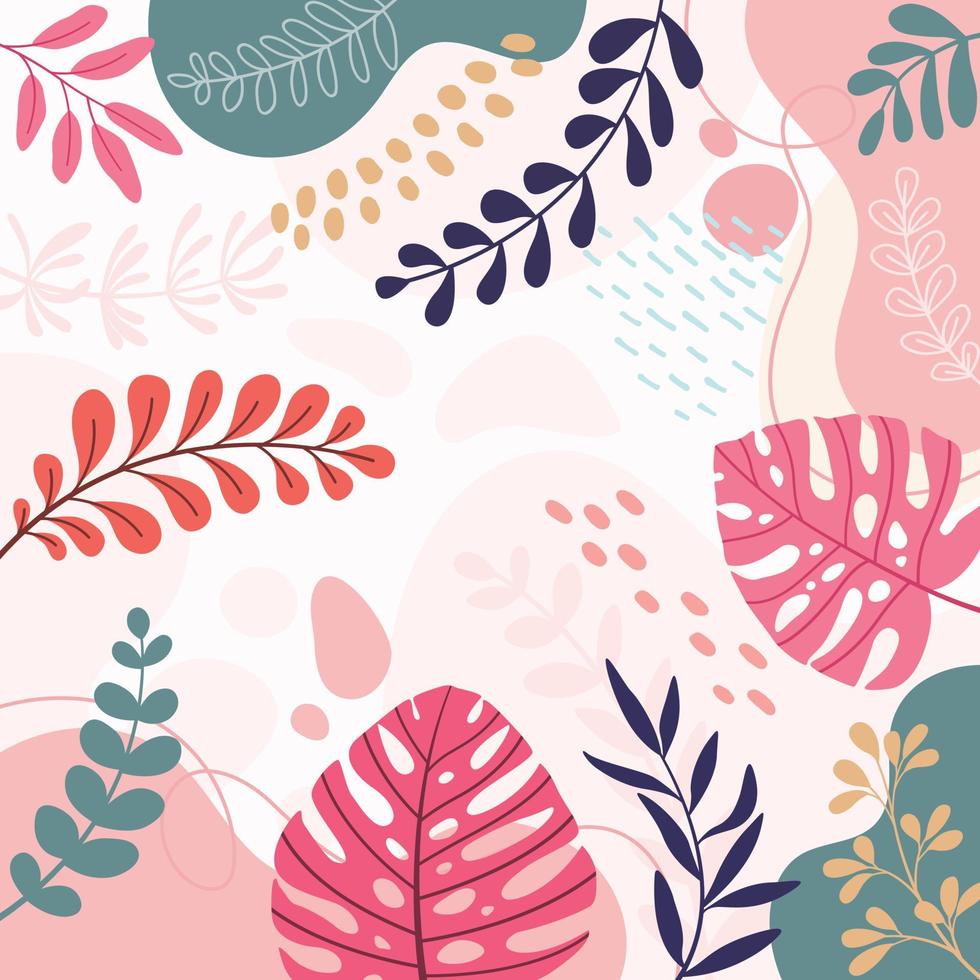 Design banner frame flower Spring background with beautiful. flower background for design. Colorful background with tropical plants. Place for your text. vector