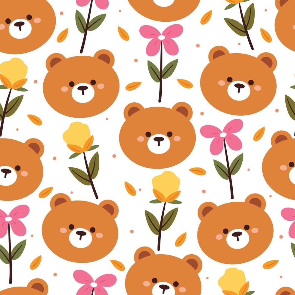 seamless pattern cute happy bear. cute animal wallpaper for textile, gift wrap paper vector