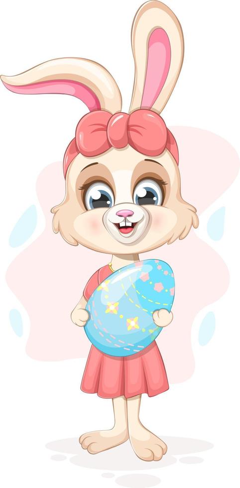 Easter egg and cute cartoon bunny vector