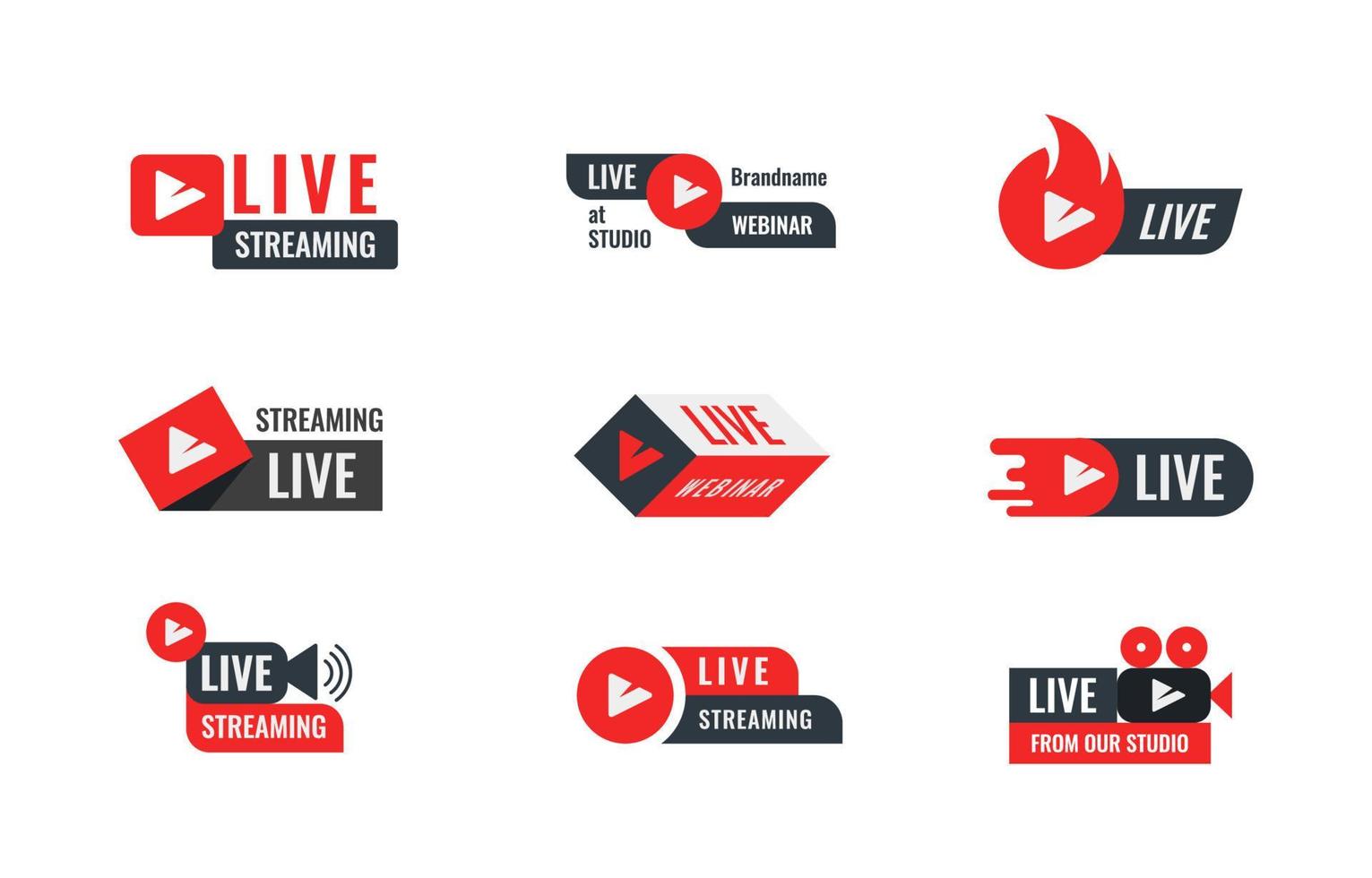Set of Live Streaming Label Template vector