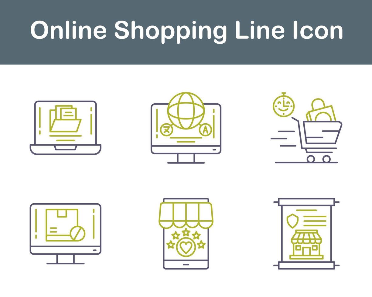 conjunto de iconos de vector de compras en línea