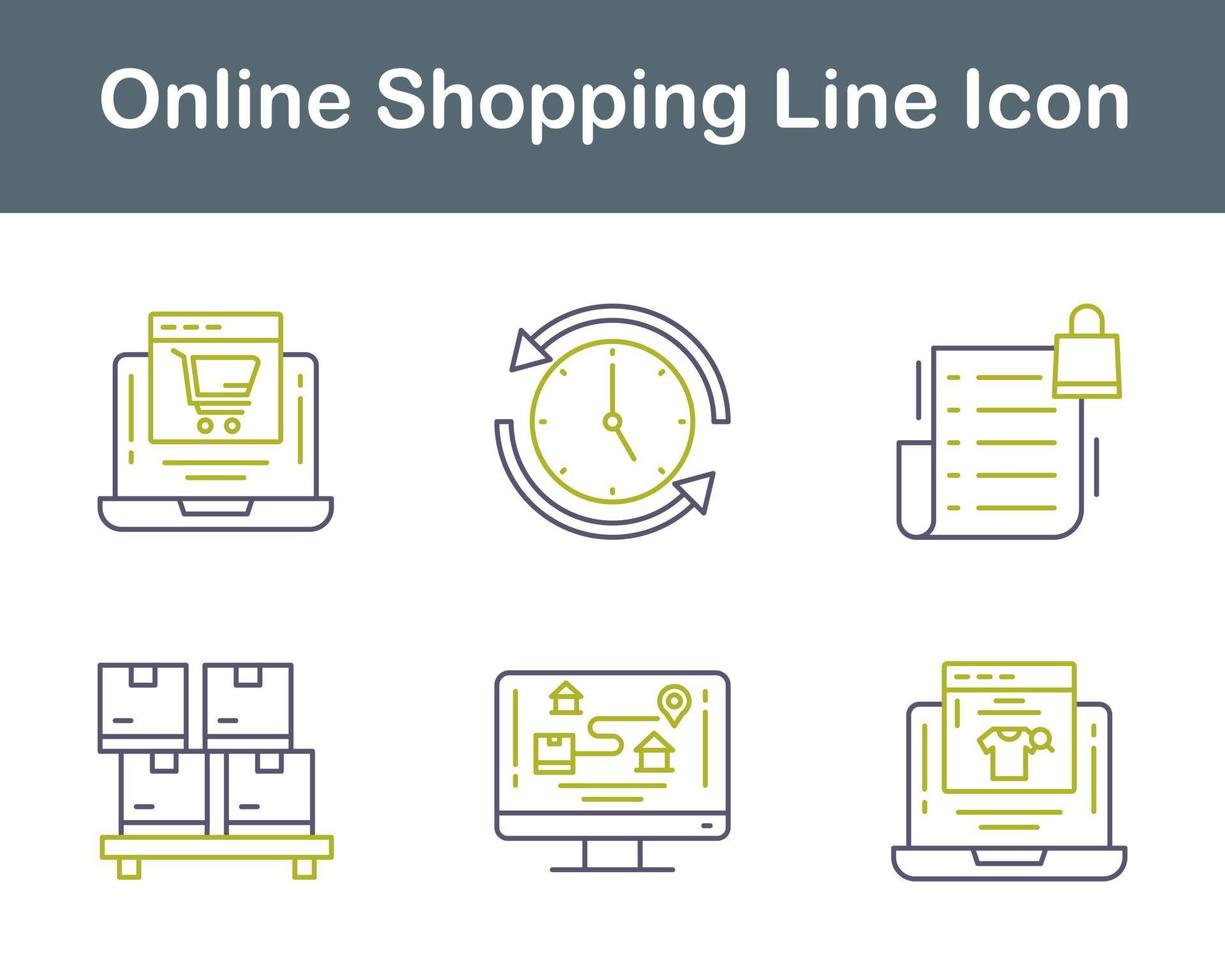 conjunto de iconos de vector de compras en línea