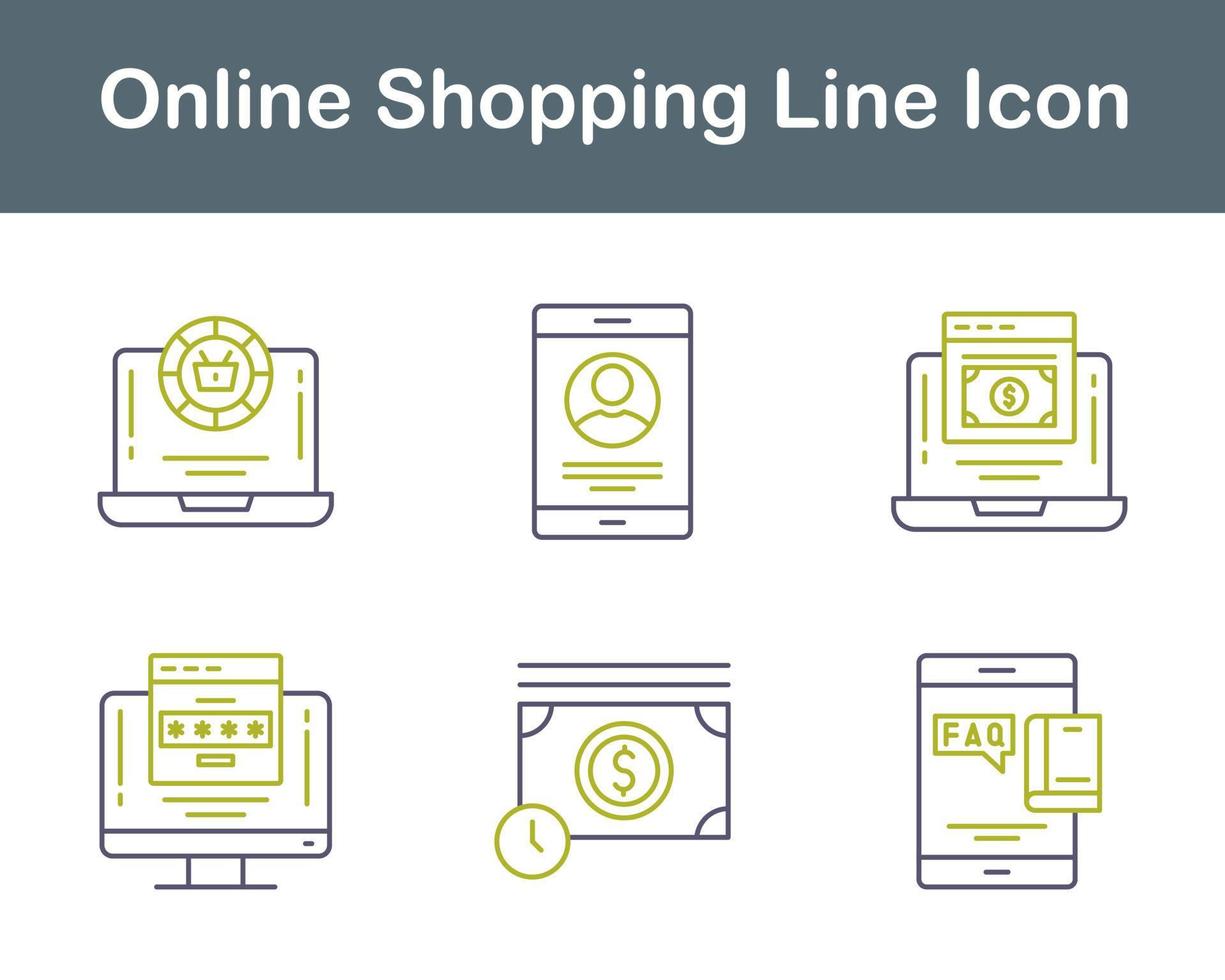 conjunto de iconos de vector de compras en línea