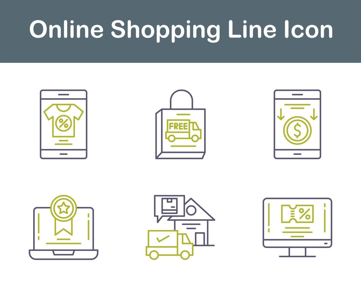 conjunto de iconos de vector de compras en línea