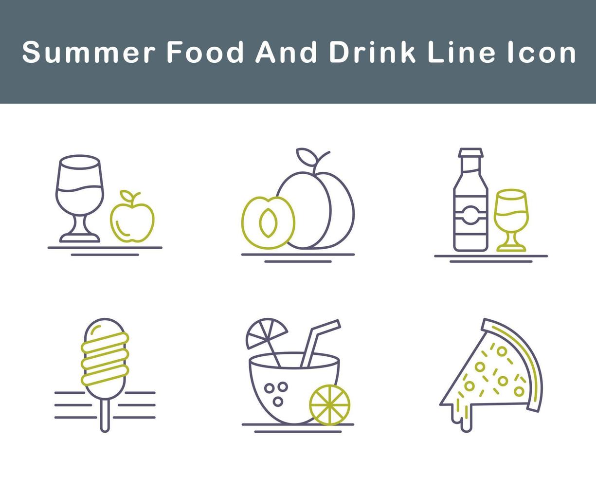 Summer Food And Drink Vector Icon Set