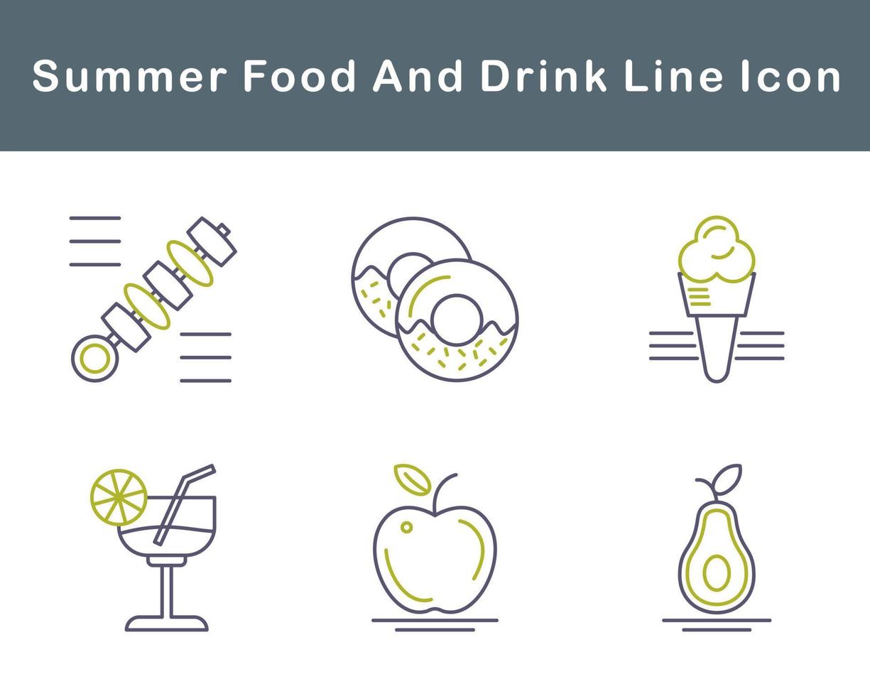 Summer Food And Drink Vector Icon Set