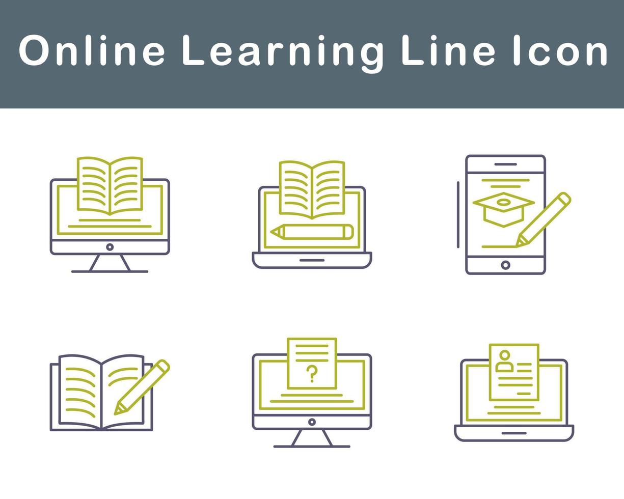 en línea aprendizaje vector icono conjunto