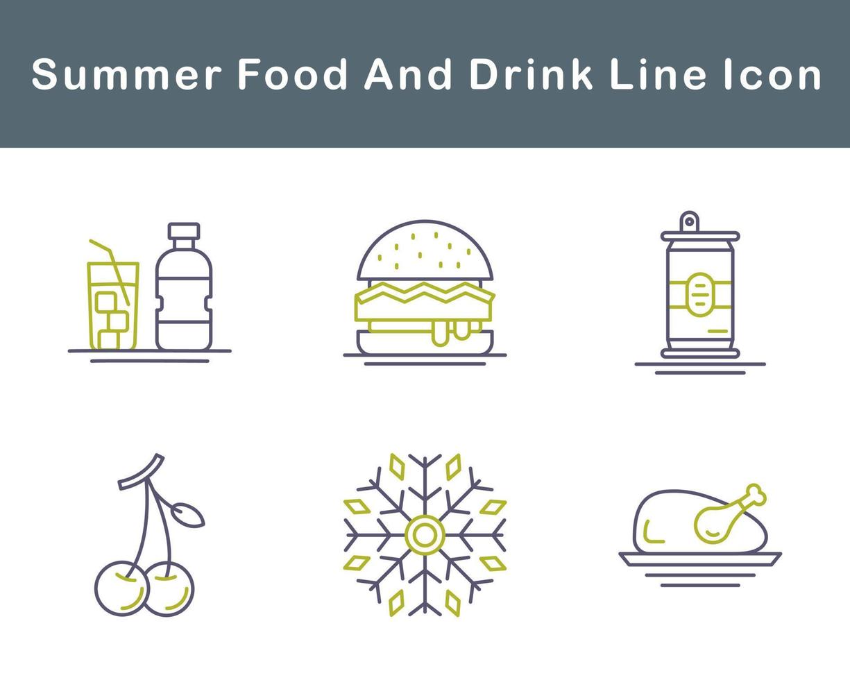 Summer Food And Drink Vector Icon Set