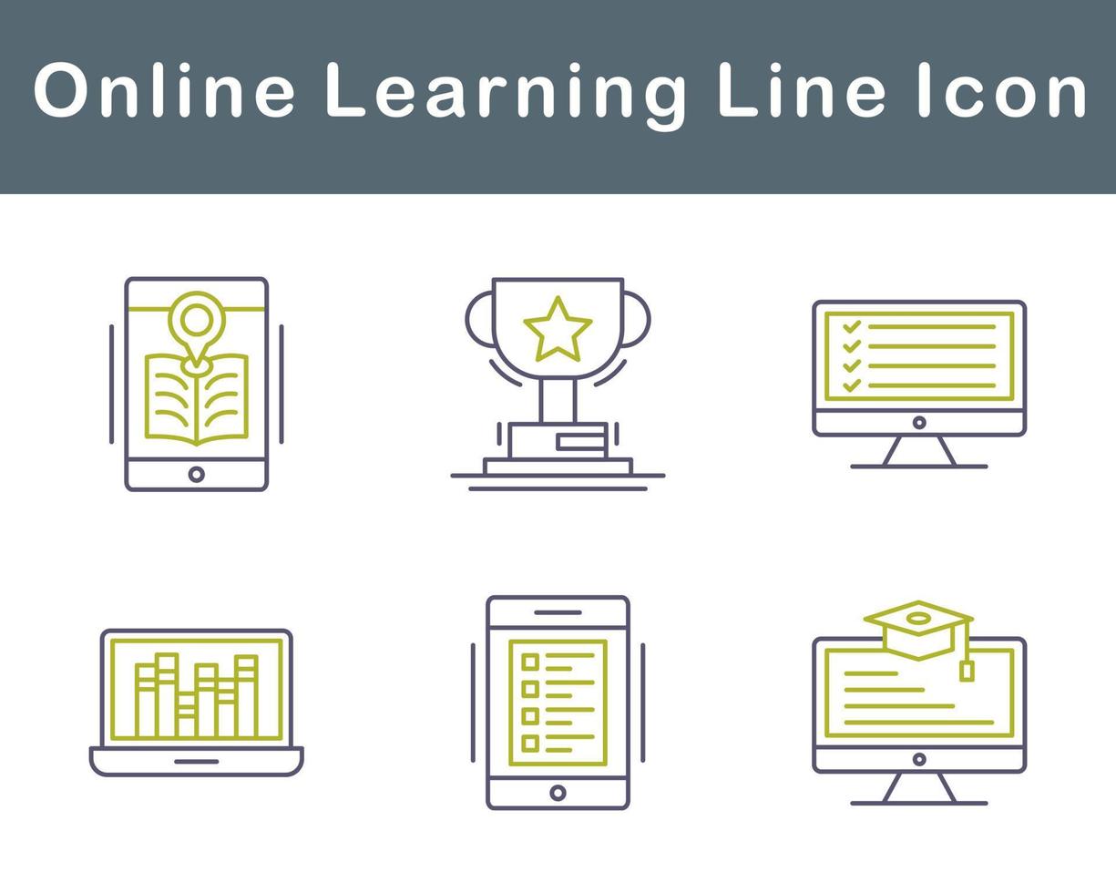 en línea aprendizaje vector icono conjunto