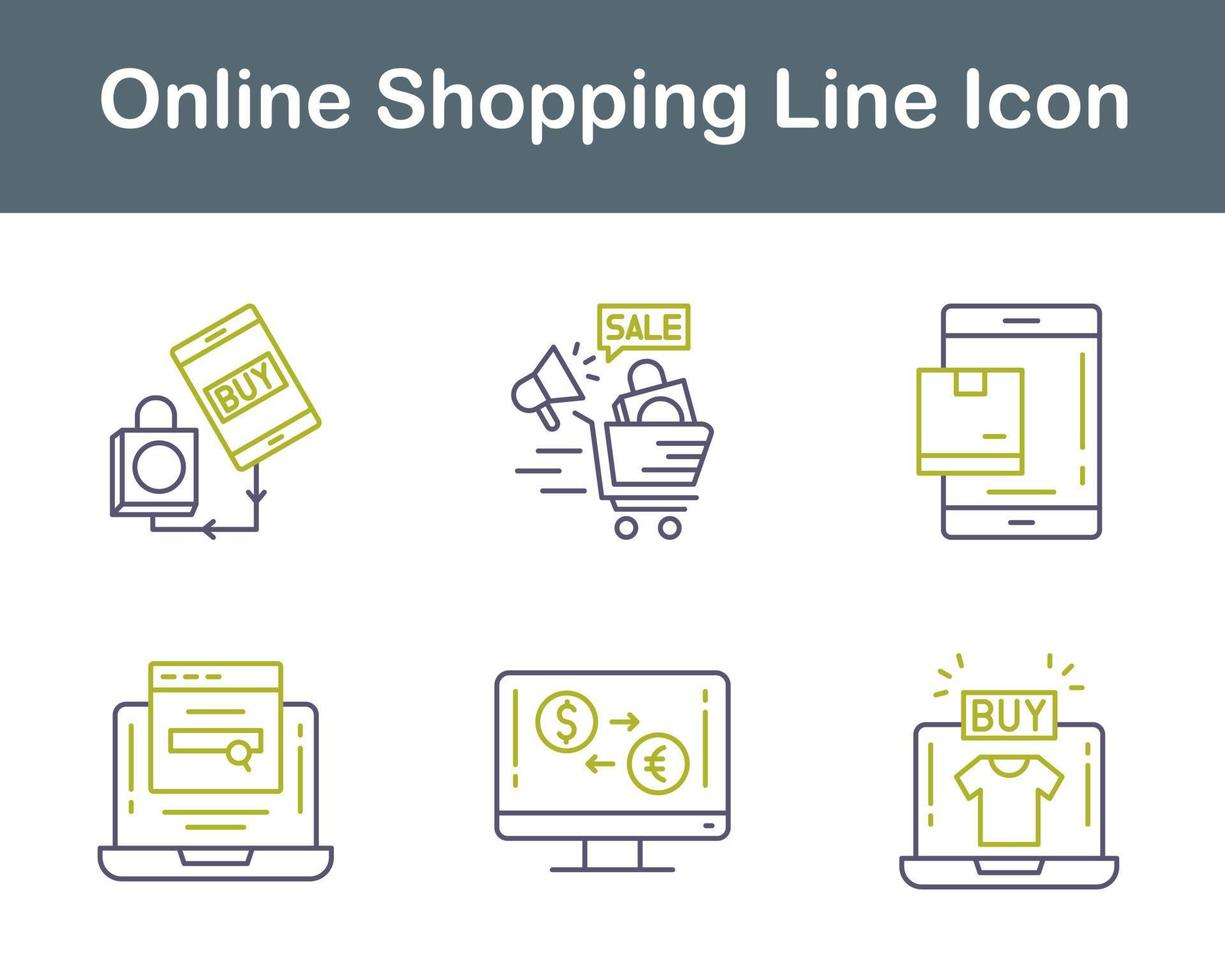 conjunto de iconos de vector de compras en línea