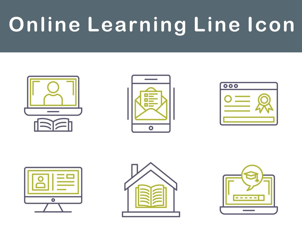 en línea aprendizaje vector icono conjunto