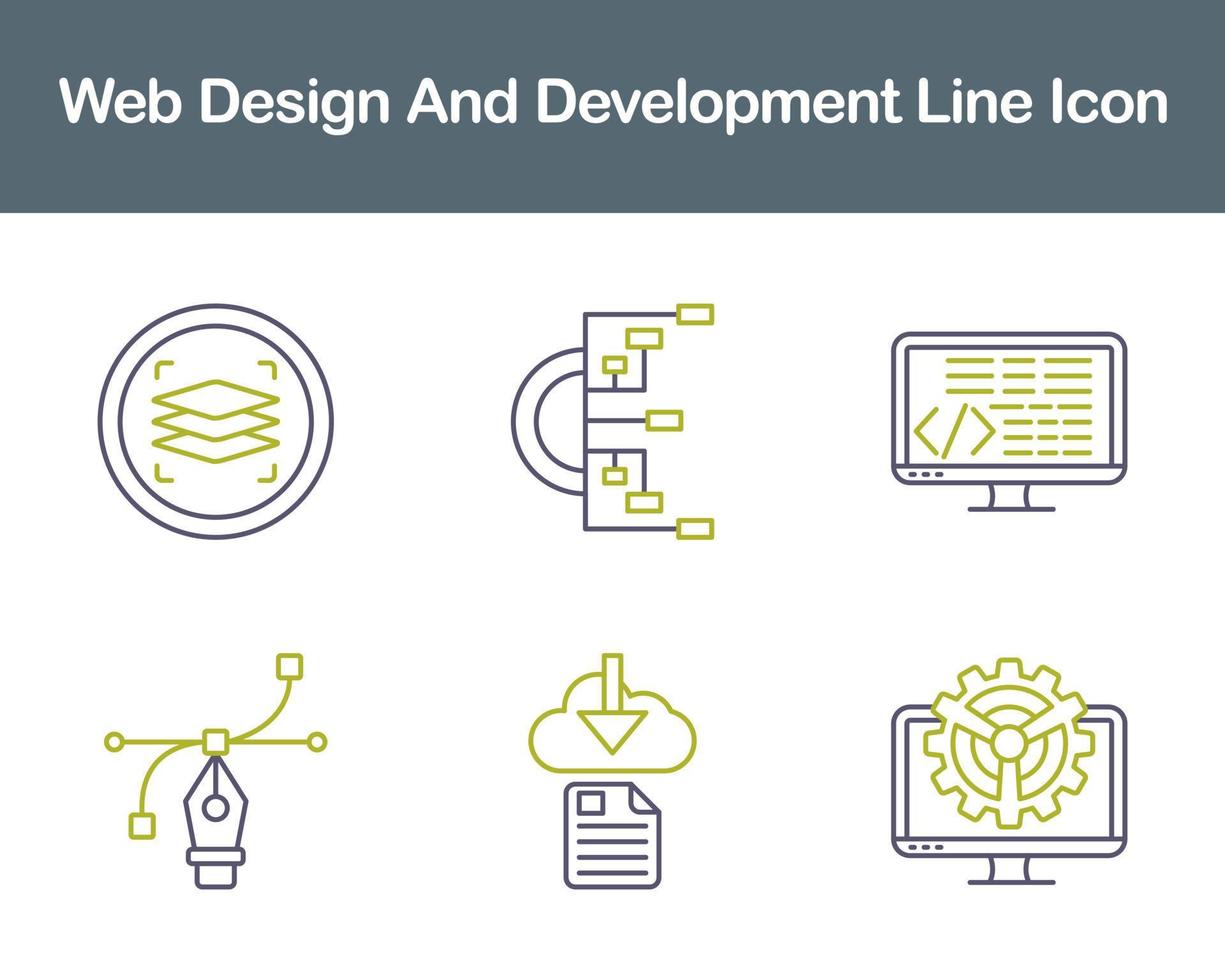 web diseño y desarrollo vector icono conjunto