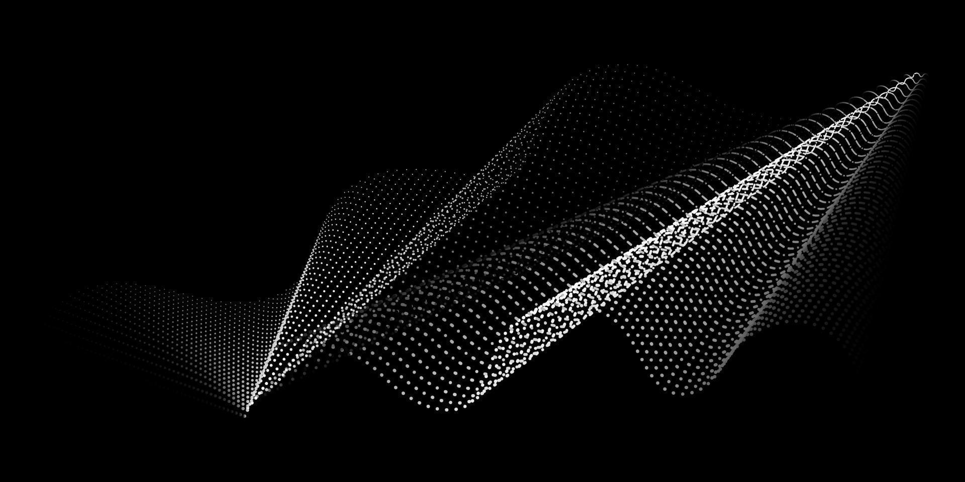 Technological background with abstract wavy grid of dots. Futuristic wavy background. Can be applied for web design, website, wallpaper, banner or cover. Vector illustration.