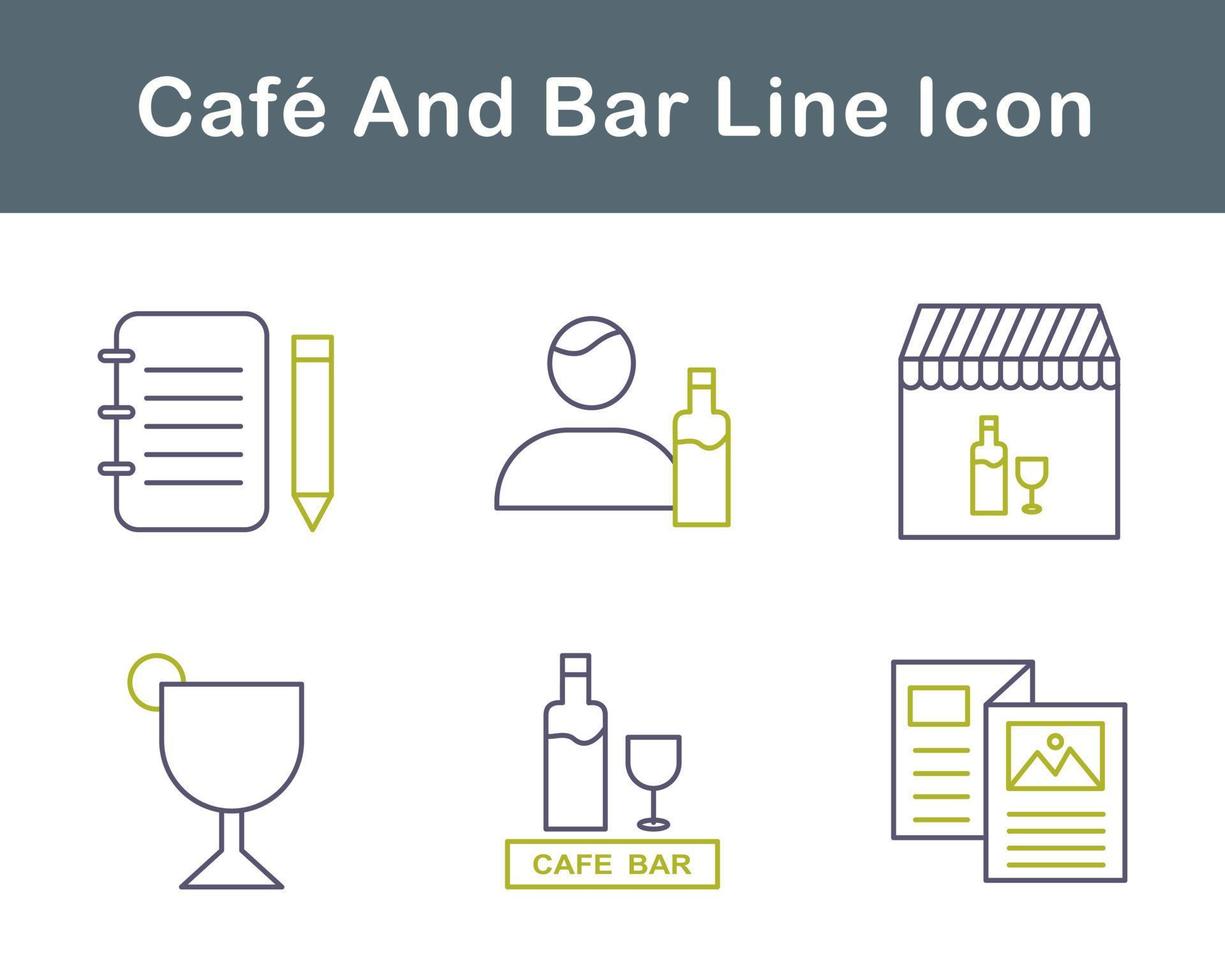 café y bar vector icono conjunto