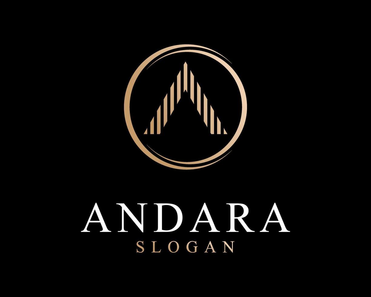 Letter A Initials Gold Luxury Golden Classy Elegant Circle Border Minimalist Vector Logo Design