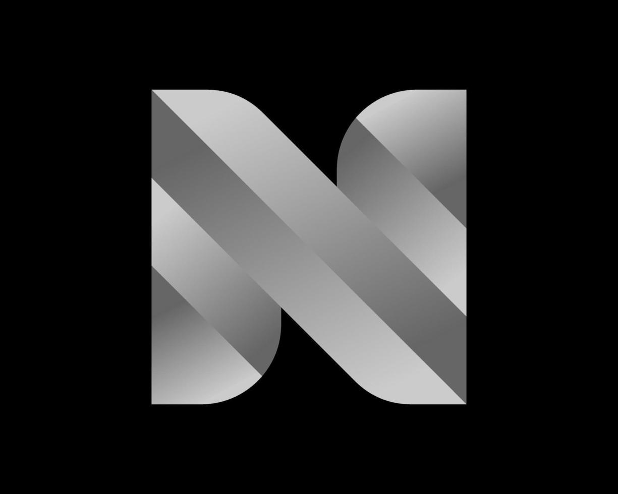 letra norte iniciales plata hierro degradado brillante elegante lujo moderno monograma icono vector logo diseño