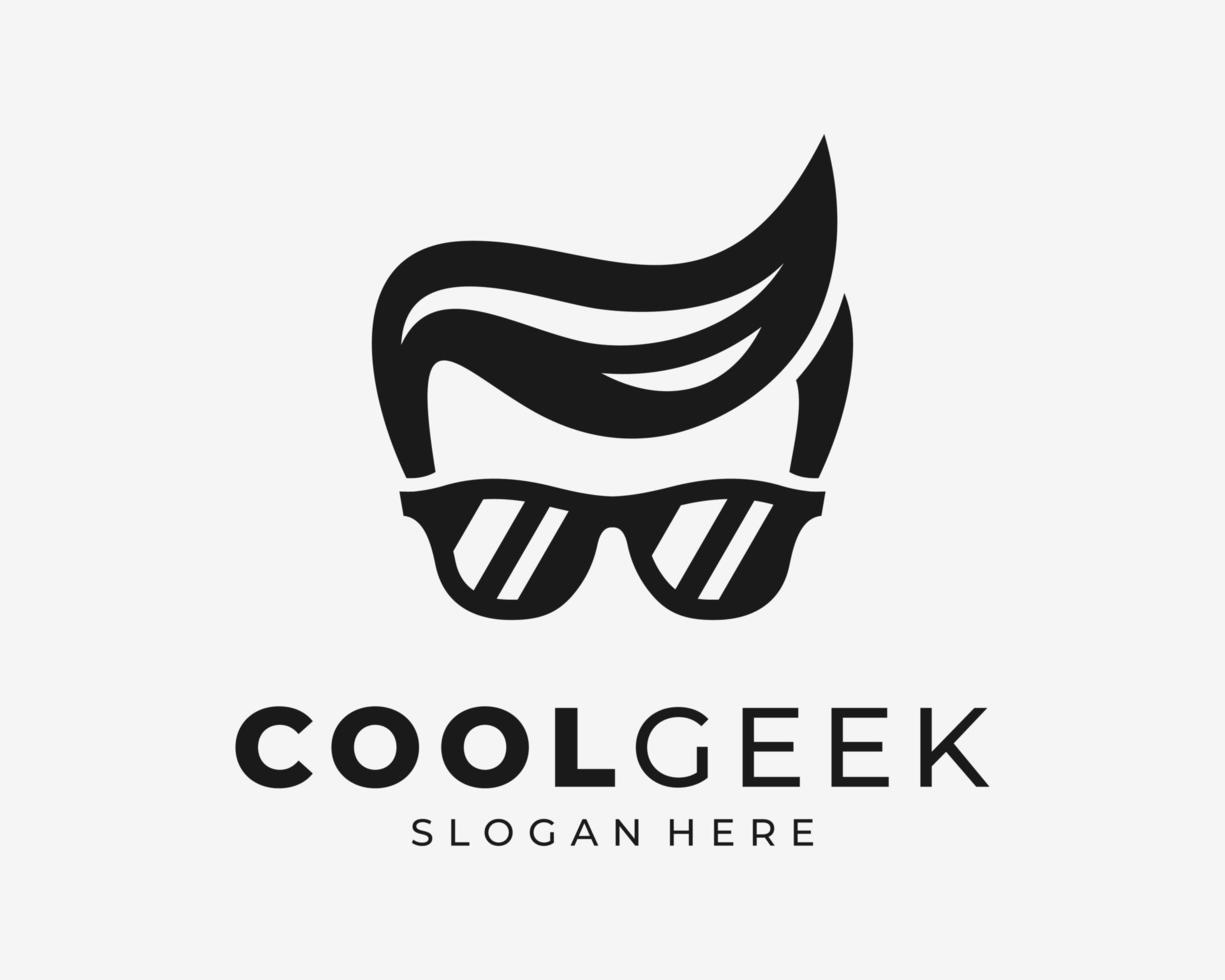 friki nerd hombre chico cabeza cara retrato silueta elegante frio lentes Gafas de sol vector logo diseño