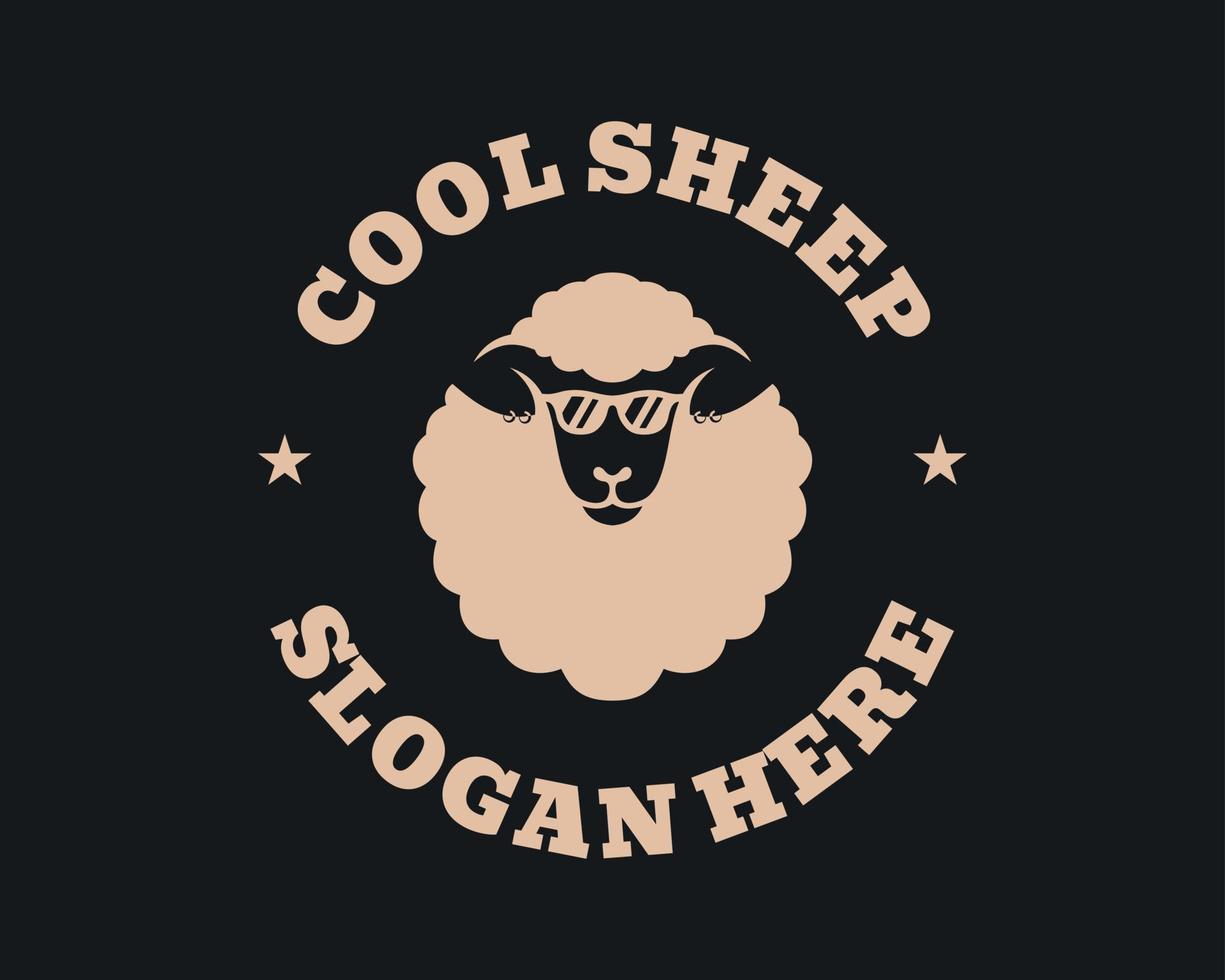 Vintage Stamp Badge Sheep Lamb Domestic Animal Cool Silhouette Classic Round Vector Logo Design