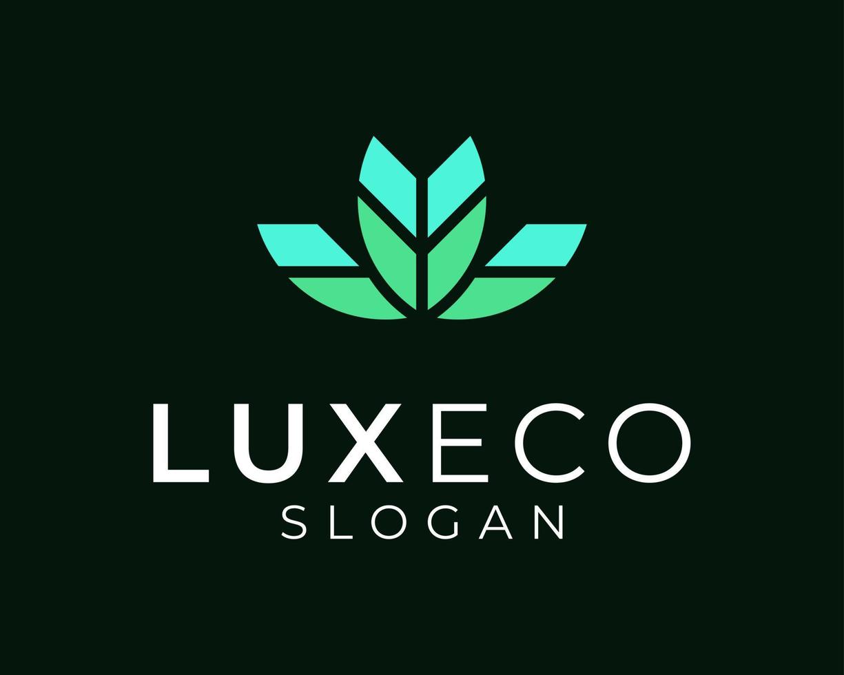 resumen hoja verde eco bio pétalo florecer moderno geométrico elegante lujo sencillo vector logo diseño