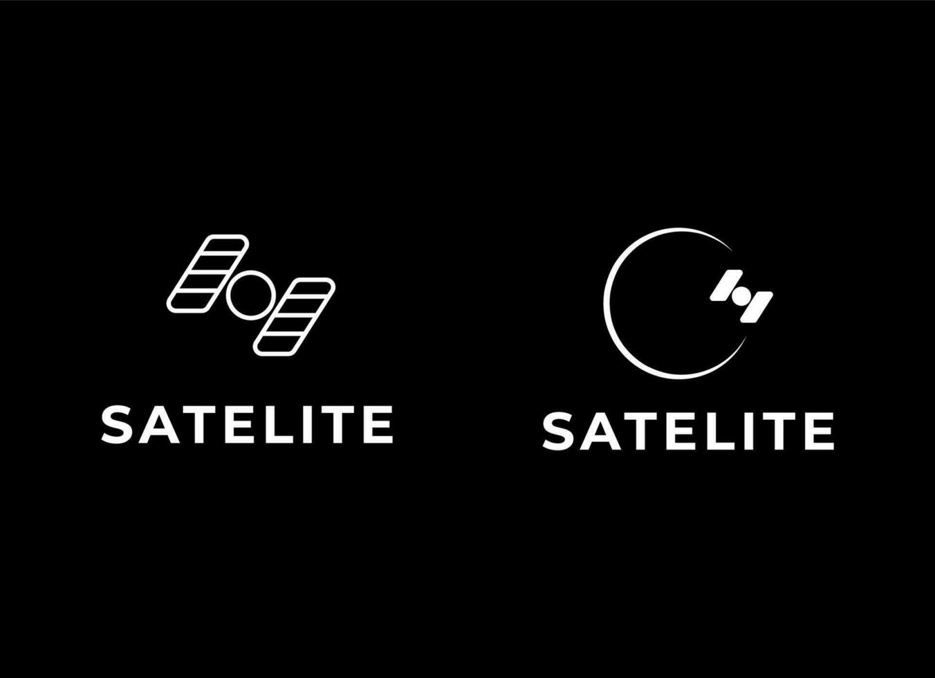 The satellite in the space vector flat design illustration. Good concept for business connected. Logo design.